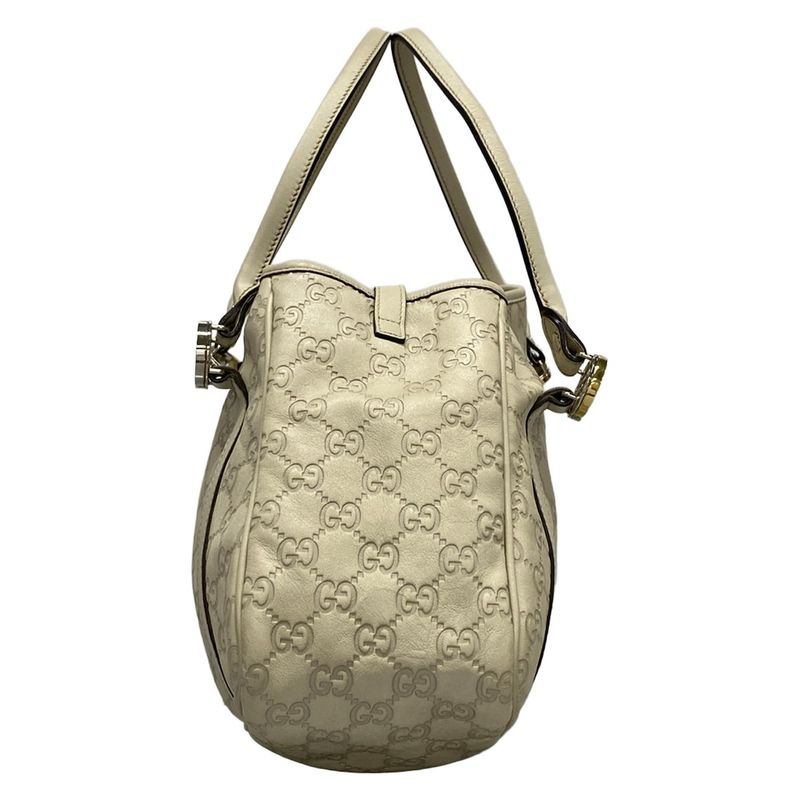 Gucci GG Twins Tote Bag Stripe Line 232963 Ivory Leather