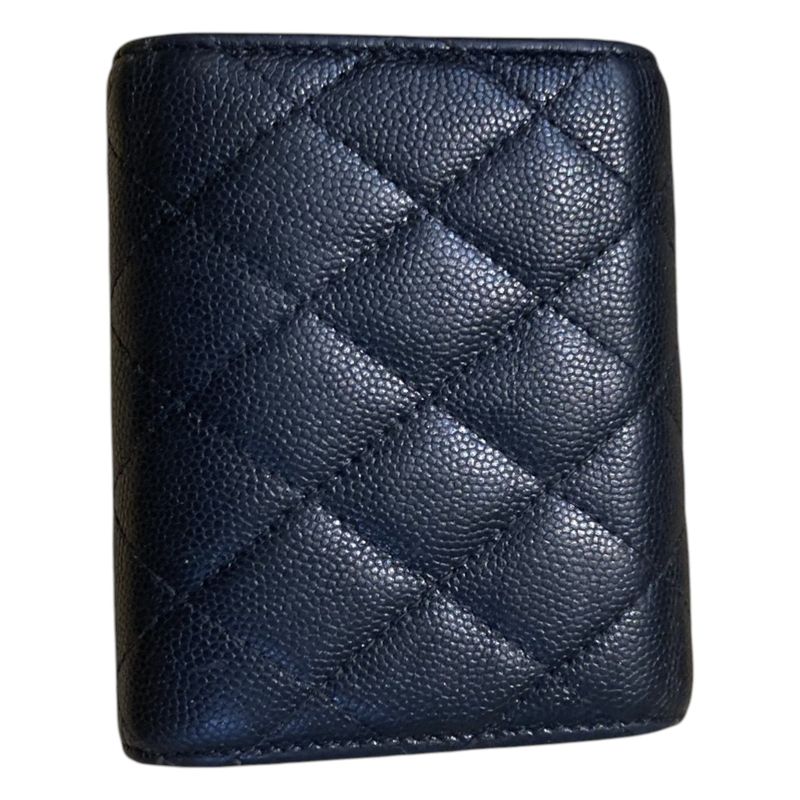 Chanel - A81900 Matelasse Caviar Skin Small Flap Wallet Trifold Ladies Black