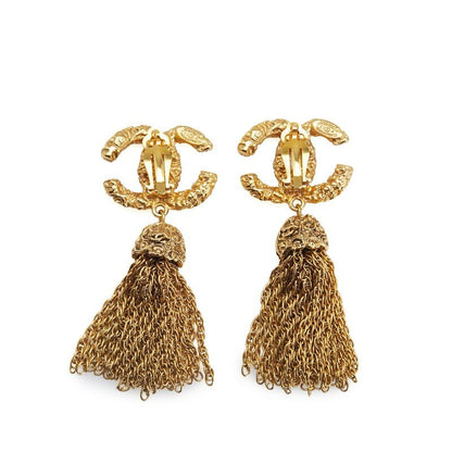 Chanel Vintage Coco Mark Lava Fringe Gold Plated Ladies Chanel