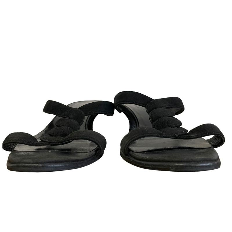 Hermes Suede Strap Low Heel Sandals Mules 35 1/2 Approx 22.5cm (8.86in) Black