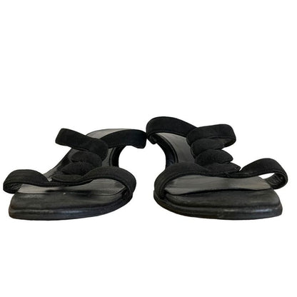Hermes Suede Strap Low Heel Sandals Mules 35 1/2 Approx 22.5cm (8.86in) Black