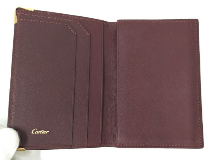 Cartier Mustline Card Case Business Card Holder Leather Bordeaux
