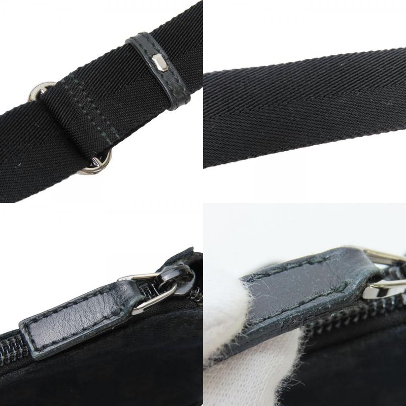 Gucci Shoulder Bag 145857 Perforated GG Canvas Leather Black Crossbody Casual