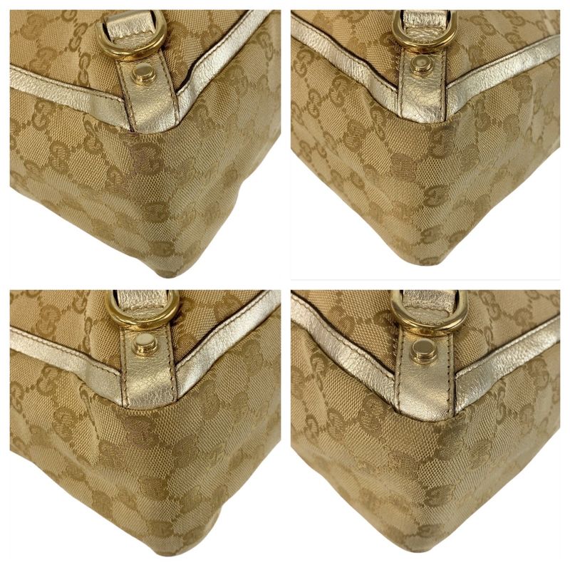 Gucci Abby Beige Gold Hardware GG Canvas/leather 141472 Tote Bag Shoulder Bag