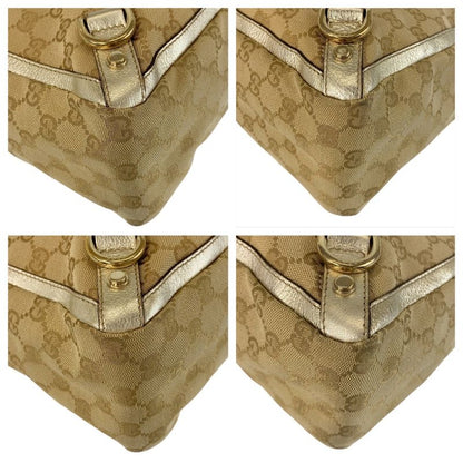 Gucci Abby Beige Gold Hardware GG Canvas/leather 141472 Tote Bag Shoulder Bag