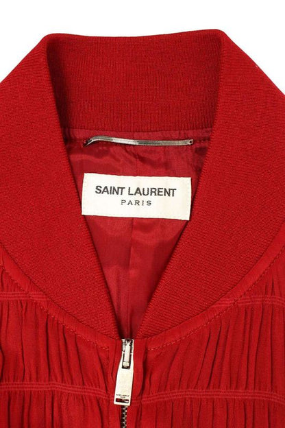 Saint Laurent Paris 682844 Y2e23 Layered Smocked Silk Blouson Men's 48