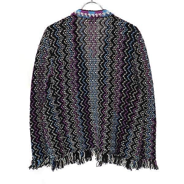 Chanel 21p Coco Mark Button Tweed Fringe Cardigan P70494k10051 Black 36