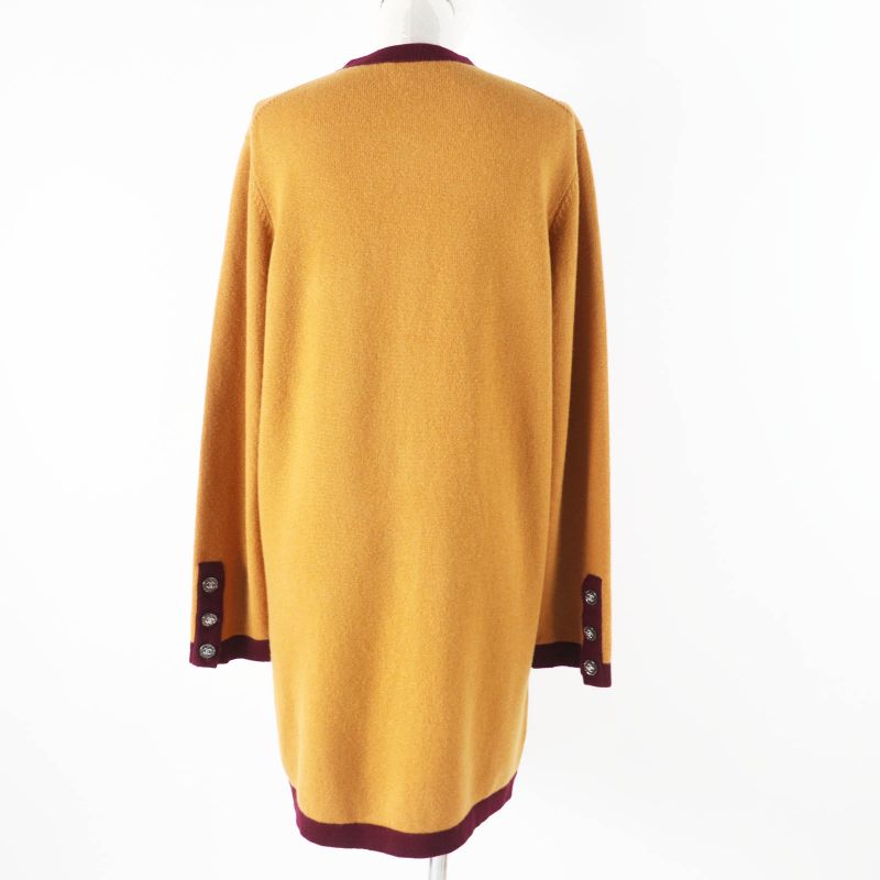 CHANEL 20AW P71510 100% Cashmere Coco Mark Buttons Bi-color Long Sleeves Long