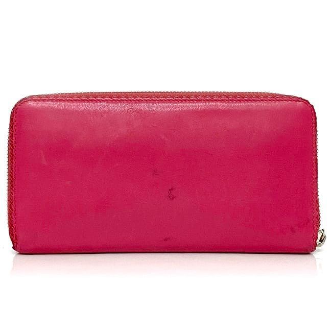 Loewe Round Zipper Long Wallet Pink Red Anagram Wallet