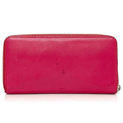 Loewe Round Zipper Long Wallet Pink Red Anagram Wallet