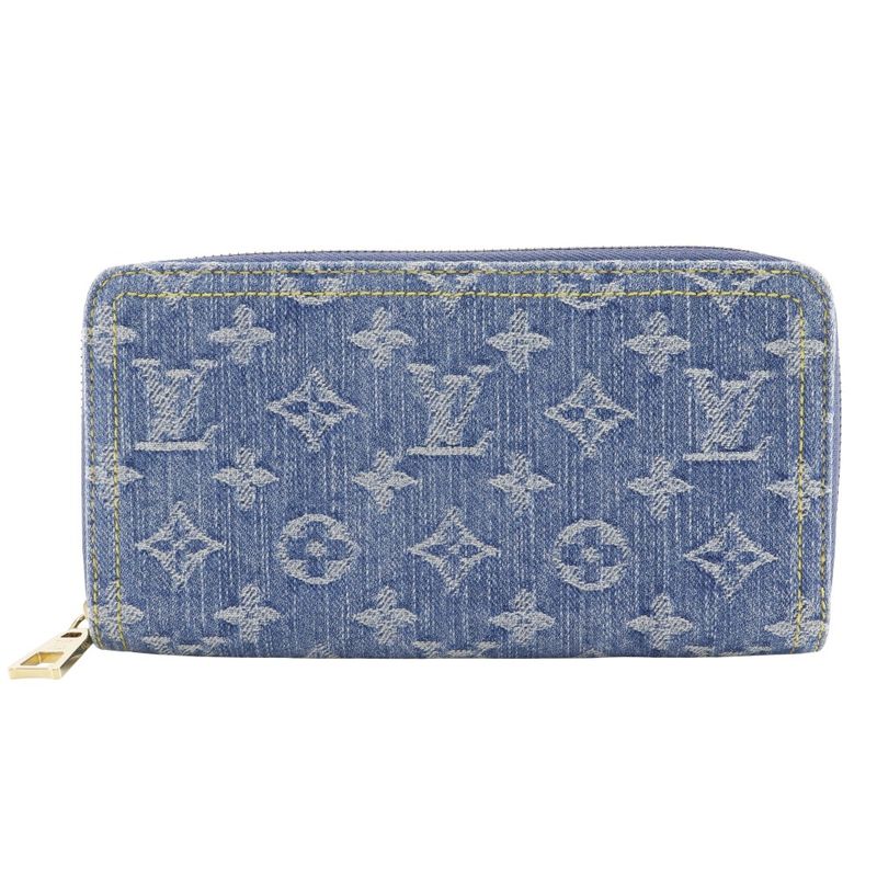 Louis Vuitton Zippy Wallet M82958 Monogram Denim Blue Unisex Long Wallet