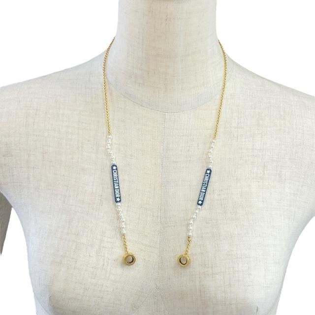 Christian DIOR Airpods Holder Necklace Airpods Holder Chain Logo Faux Pearl GP
