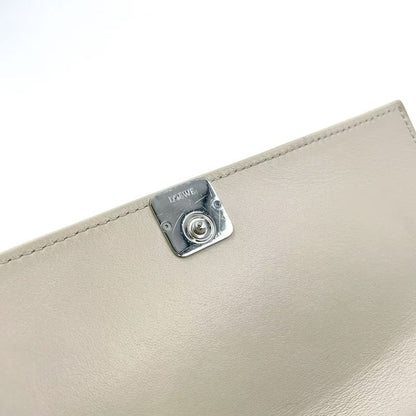 Loewe Bifold Long Wallet Anagram Continental Wallet Leather Beige Wallet Silver