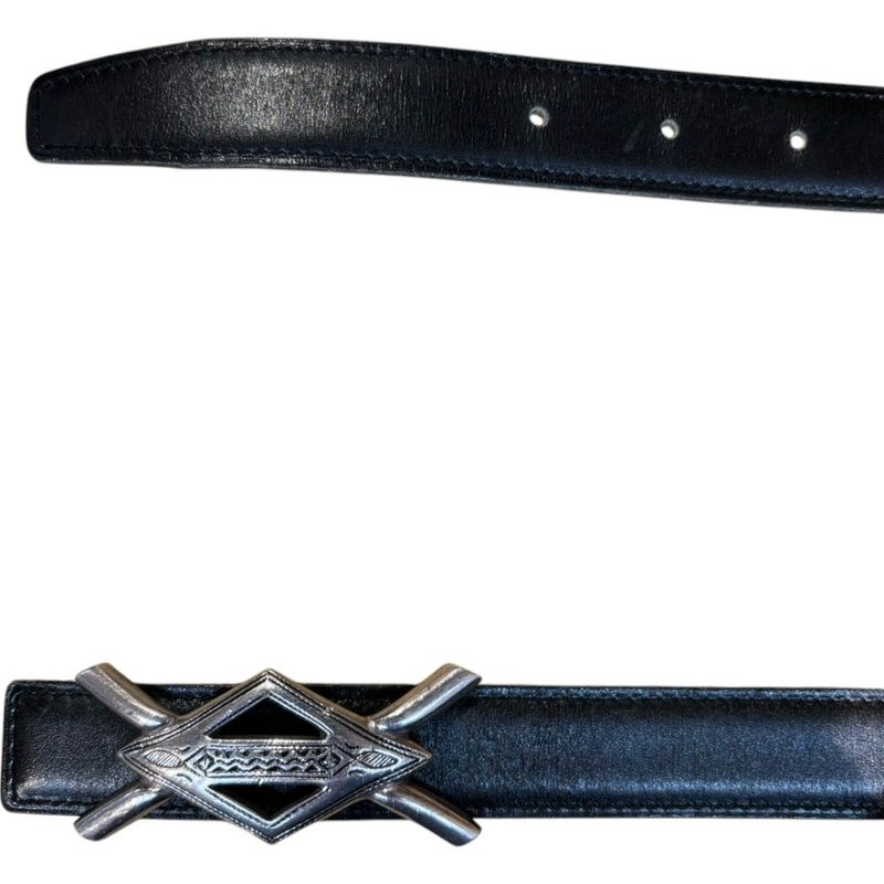 Hermes Vintage Touareg Buckle Leather Belt Men's Black 85cm (33.46in) 24mm