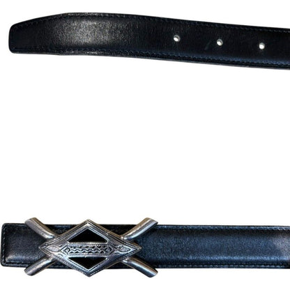 Hermes Vintage Touareg Buckle Leather Belt Men's Black 85cm (33.46in) 24mm