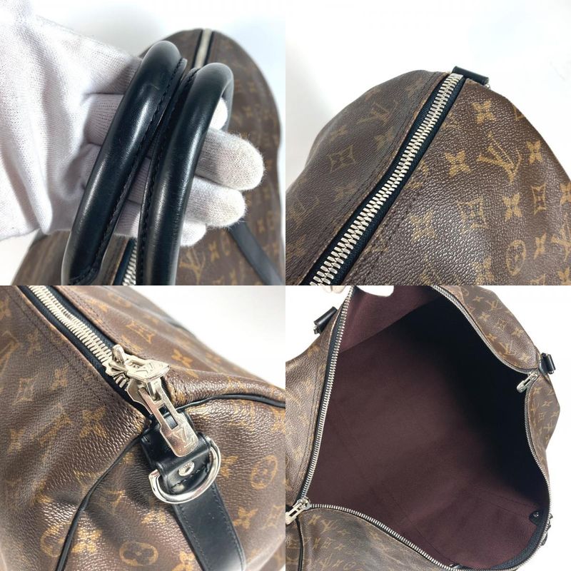 Louis Vuitton Boston Bag Keepall Bandoliere 55 M56714 Monogram Macassar Canvas