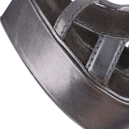 Gucci Leather Sandals Women's 34 1 2 241464 Black Made In Italy