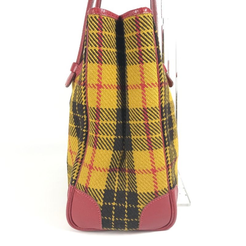 Hermes Shoulder Bag Gallop Check Wool Red