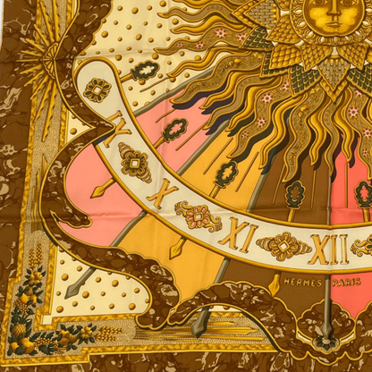 Hermes Scarf Carre 90 Silk Carpe DIEM Enjoy The Day Pick The Day Sun Constellati