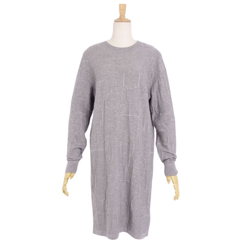 Hermes Knit 20AW Dress Sweater Long Sleeve Total Top Women 38(M Equivalent) Gray