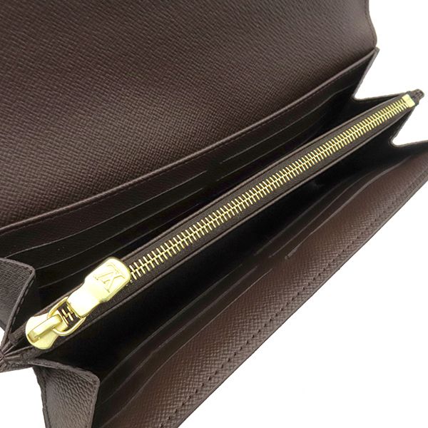 Louis Vuitton Long Wallet Portefeuille Sarah Damier Canvas Damier Ebene Gold