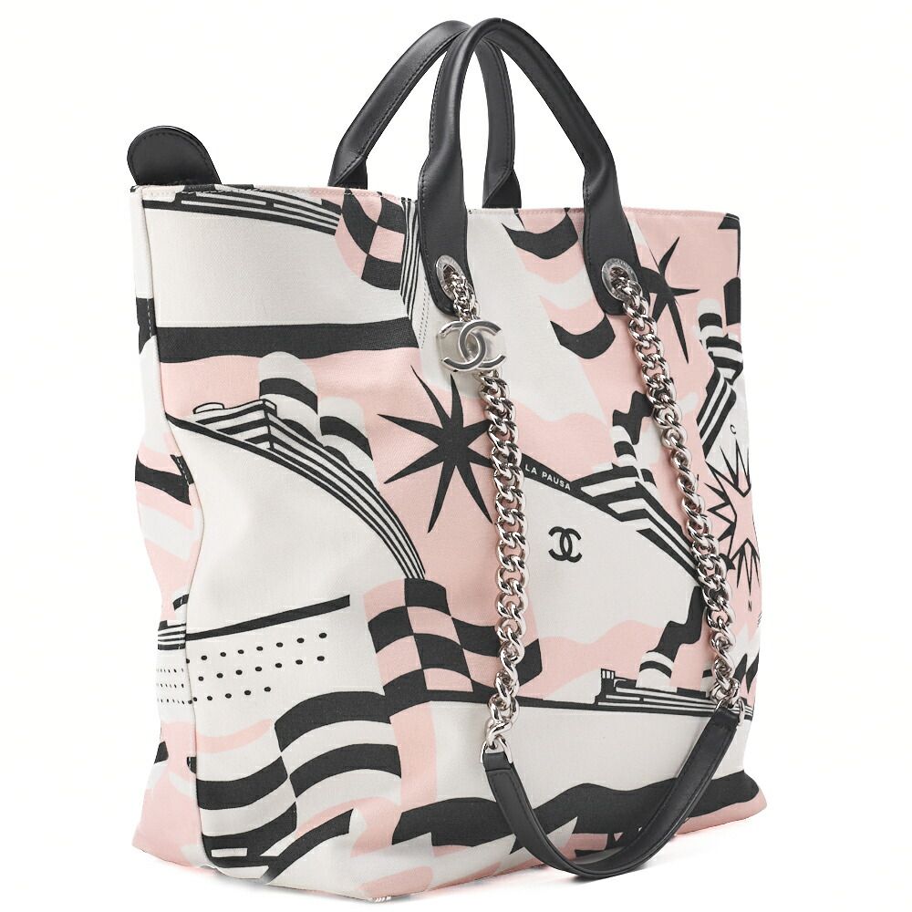 Chanel Shoulder Bag Tote Bag Cruise Line Chain Shoulder Canvas With Coco Charm