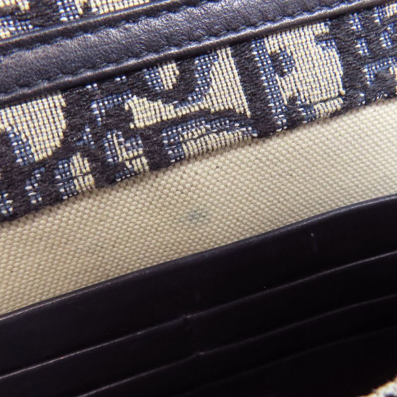 Christian DIOR Chain Wallet With Trotter Pattern Long Wallet With Coin Purse