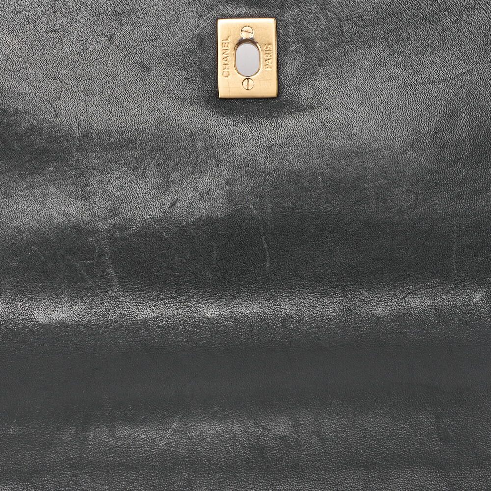 Chanel Coco Mark Wild Stitch Turnlock Handbag Calfskin Black With Gold Hardware