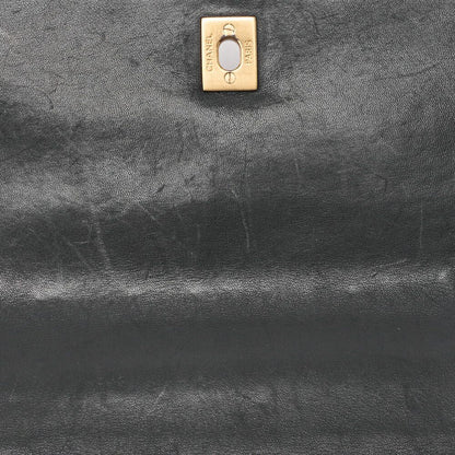 Chanel Coco Mark Wild Stitch Turnlock Handbag Calfskin Black With Gold Hardware