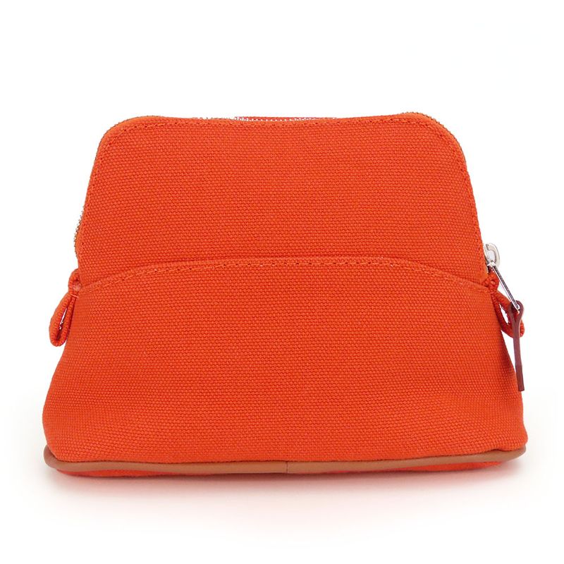 Hermes Pouch Bolide Pouch Mini Cotton Orange Silver Hardware Small Bag Bag-in-ba