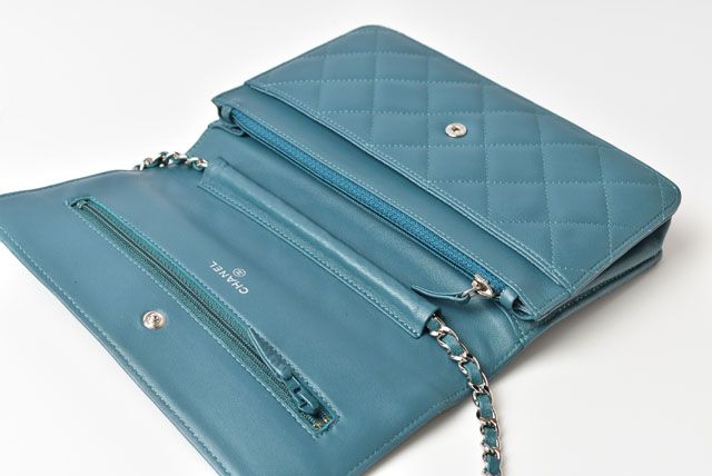 Chanel Chain Wallet Shoulder Bag Long Wallet Clutch Turquoise