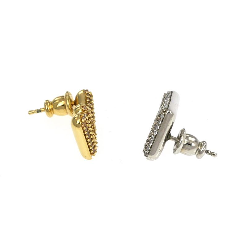 Fendi Zucca FF Logo Earrings Gold Color Silver Color Rhinestone
