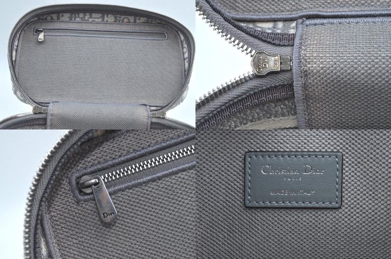 Christian DIOR Trotter Cosmetic Bag Pouch Canvas Gray 2183n