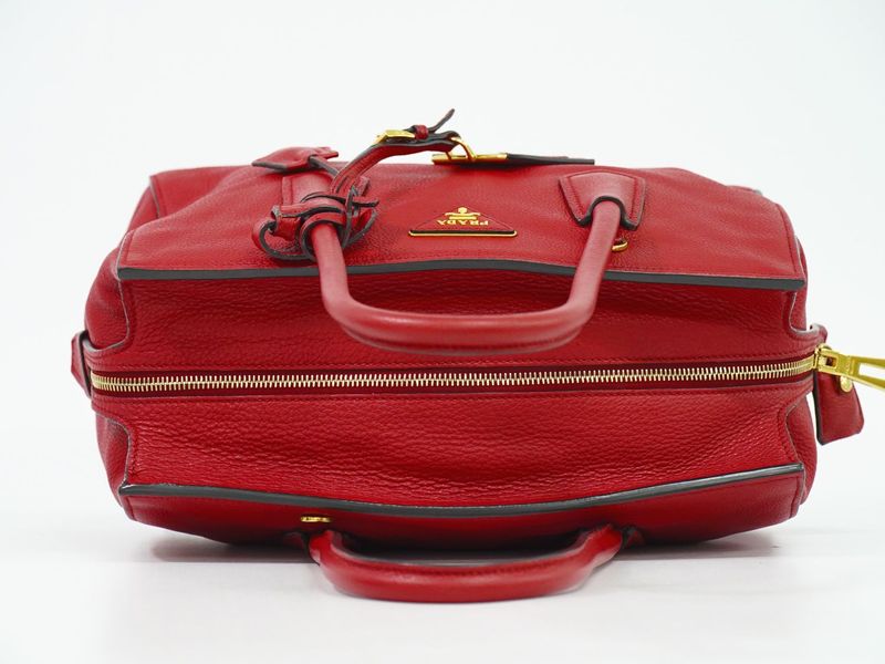 Authentic Prada Leather Tote Handbag Red Bn2769 Bag Pre-owned [follow-up