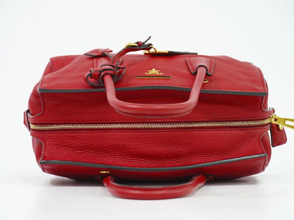 Authentic Prada Leather Tote Handbag Red Bn2769 Bag Pre-owned [follow-up