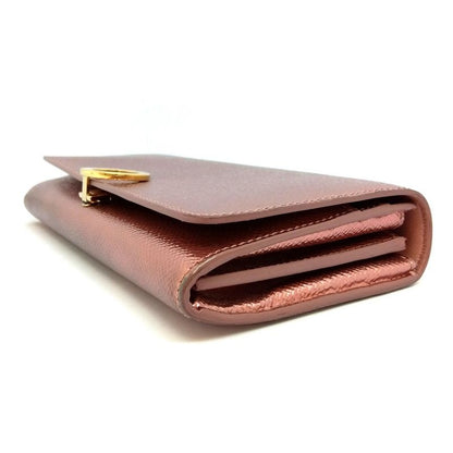 Bvlgari Logo Clip Long Wallet Metallic Pink Long Wallet Leather 287068 NFC Tag
