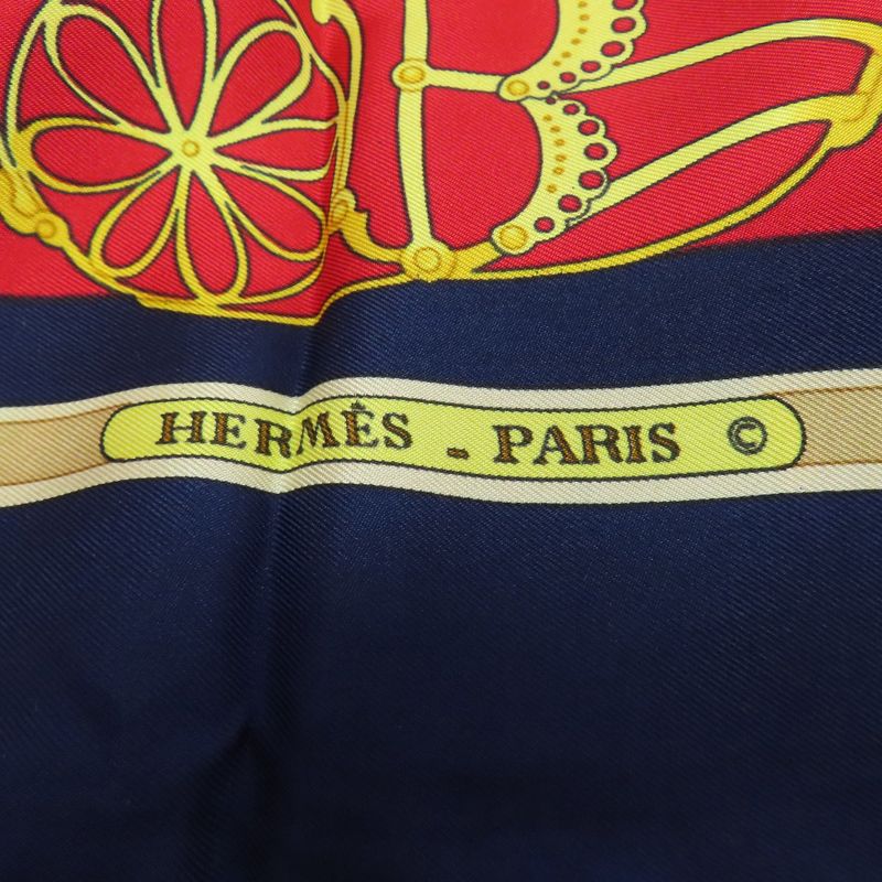 Hermes Carre 90 LES Muserolles Nose Leather Scarf Cashmere Ladies
