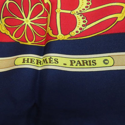 Hermes Carre 90 LES Muserolles Nose Leather Scarf Cashmere Ladies