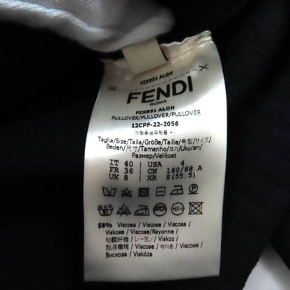 Fendi 2022 Fzx831 FF Logo Crewneck Cropped Long Sleeve Knit Navy 40 Made In