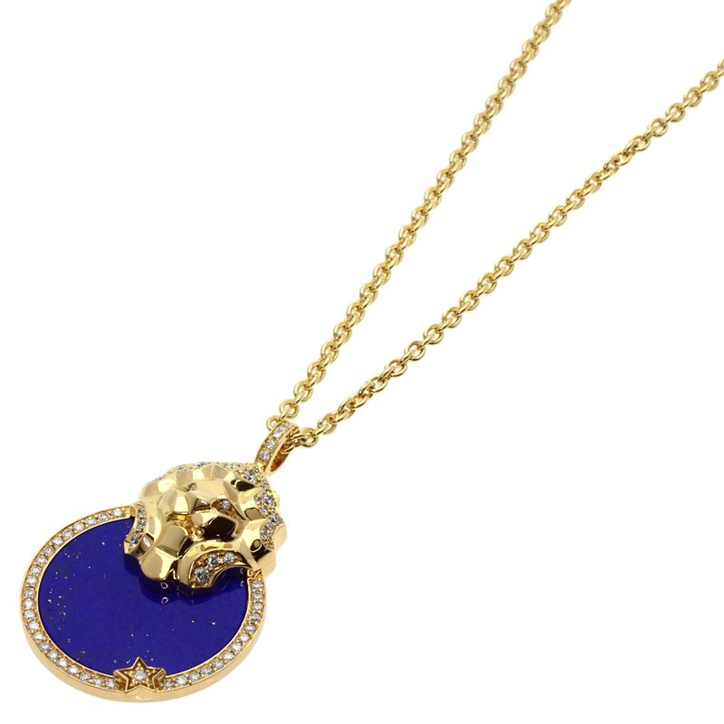 Chanel Suir Seigne Lapis Lazuli Necklace 18K Yellow Gold Ladies