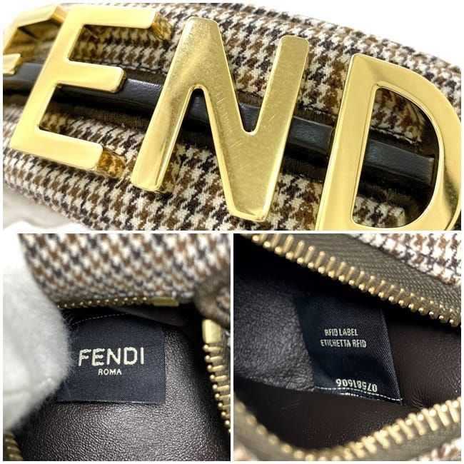Fendi Handbag Nano Graffi Brown Staggered Pattern