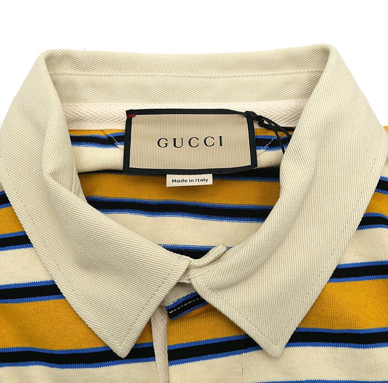 Gucci Long Sleeve Polo Shirt 758531 Size S Striped Yellow