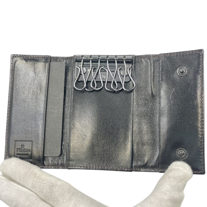 Fendi FF Pattern Key Case Leather Engraved Blawan