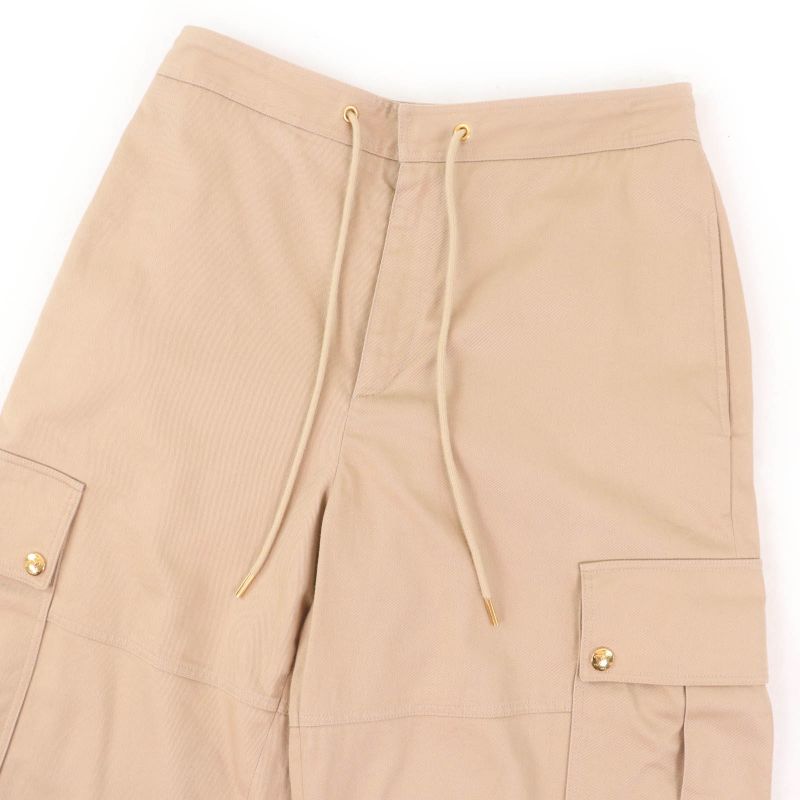 Celine 2p06a539w Triomphe Gold Button High Waist 100% Cotton Loose Fit Cargo