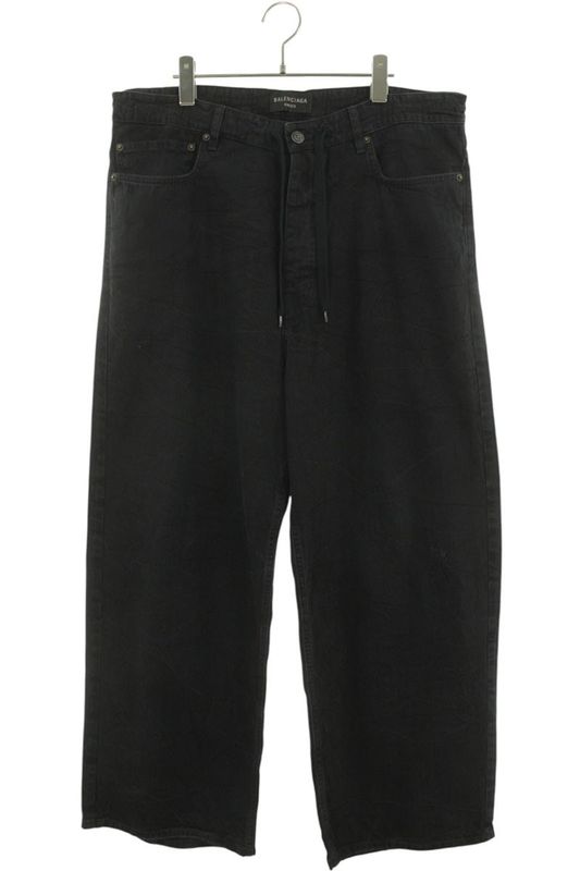 Balenciaga 24SS 786643 Tqw54 Drawcord Wide Baggy Denim Pants Men's XS