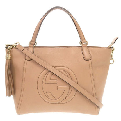 Gucci Soho 369176 Leather Pink Beige 2WAY Handbag Shoulder Bag 0082 Gucci