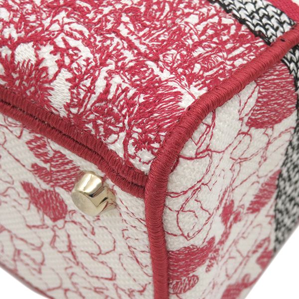 Christian Dior 2way Bag Lady D-Light Canvas Red and White Gold Hardware