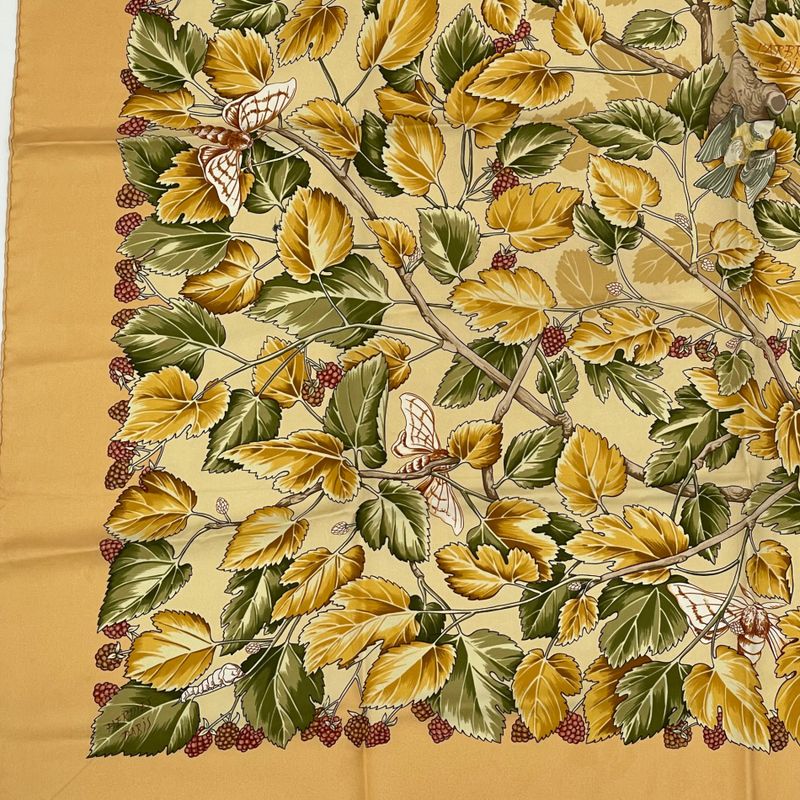 Hermes Carre 90 L'arbre De Soie Silk Tree Mulberry Tree And Silkworms 100% Silk