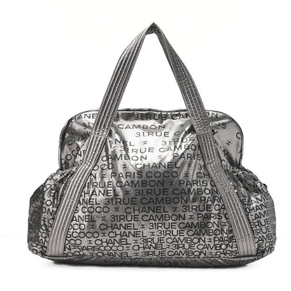 Chanel Tote Bag Nylon Unlimited Large Size Black Silver Hardware Brand [shipping