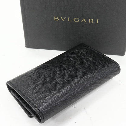 Bulgari 6-ribbon Key Case Bulgari Classico Grain Calf Leather Black 20234